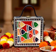 Mini Fish Lippan Art Handcrafted Square Sling Bag